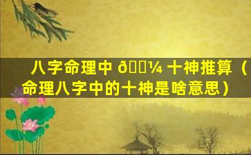 八字命理中 🌼 十神推算（命理八字中的十神是啥意思）